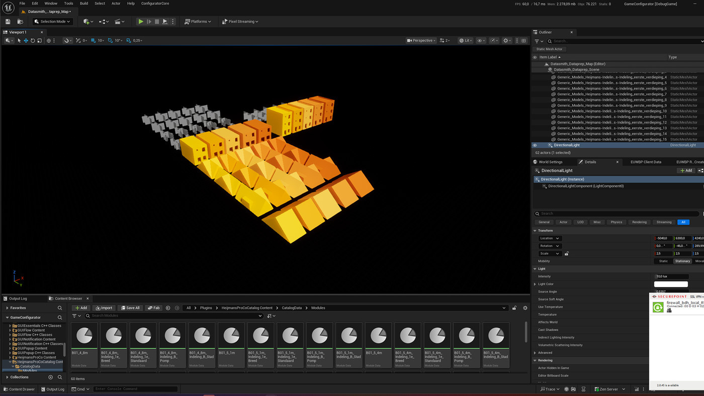Building components visualized in the Productivity Configurator.