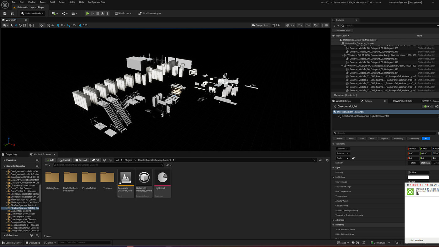 Parts for houses visualized in the Productivity Configurator.