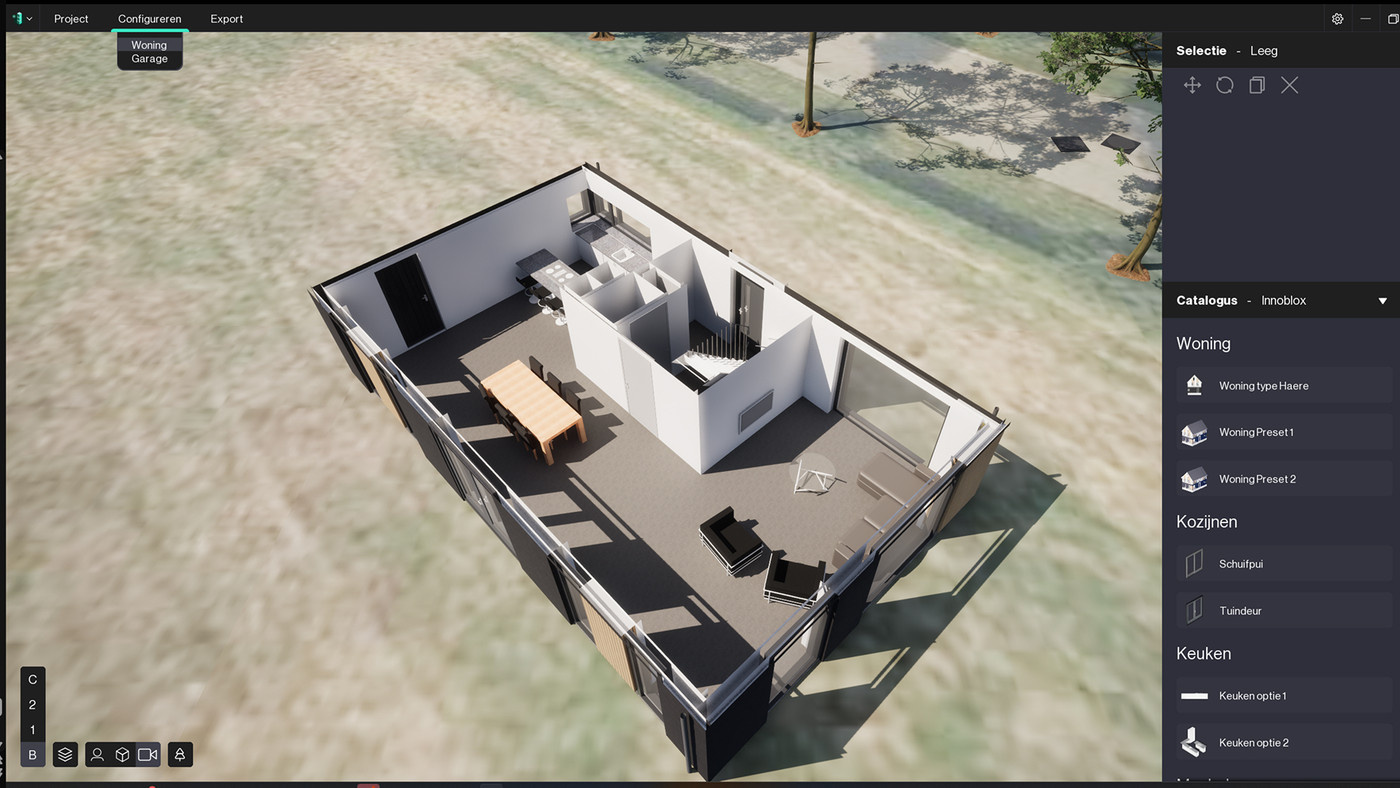 The interior of a house in the Productivity Configurator.
