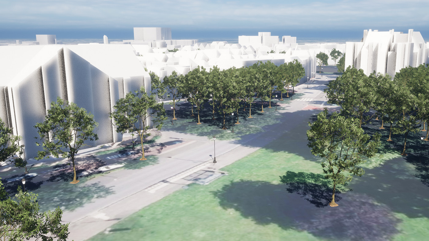 Trees and roads visualized in the Productivity Configurator.