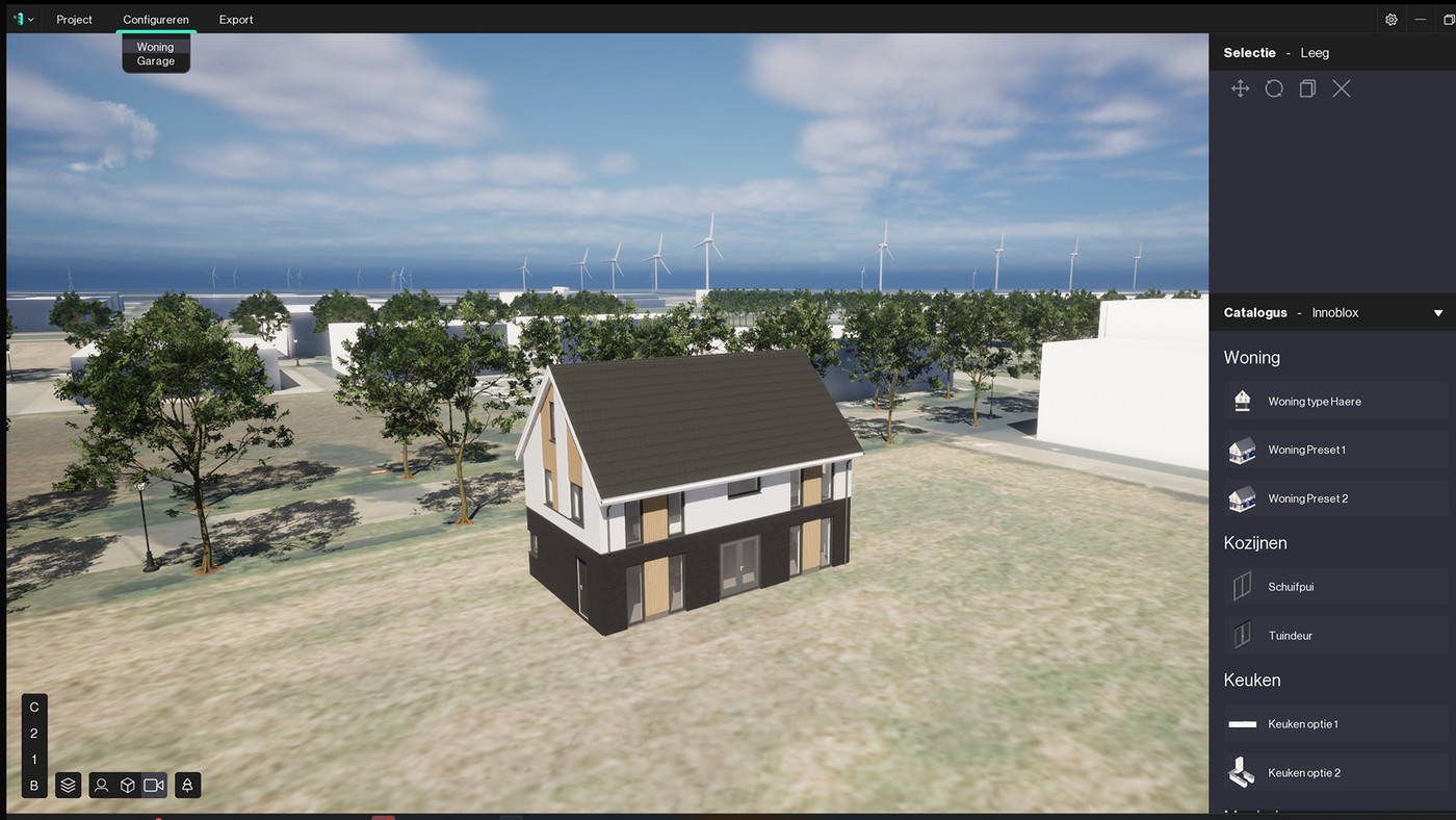 La visualisation d'une maison dans l'outil Productivity Configurator.