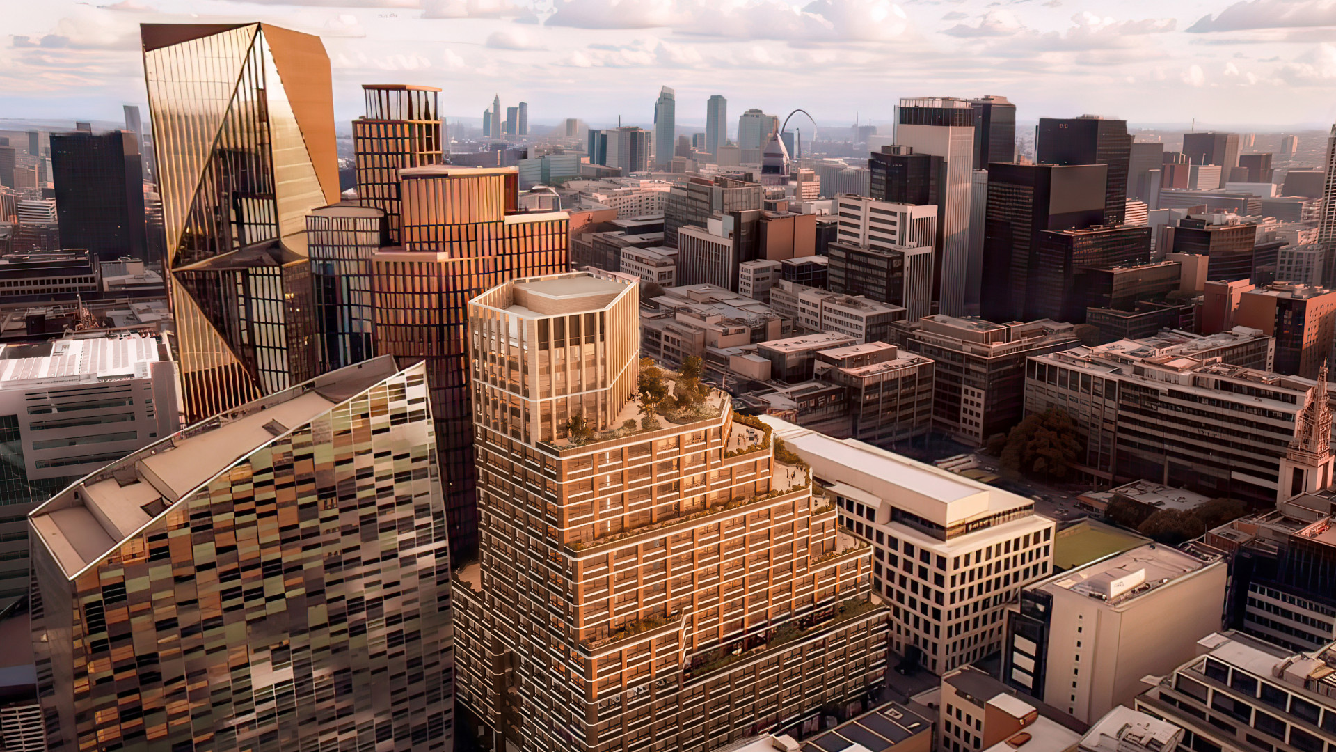 Aerial view of EDGE Liverpool Street digital twin