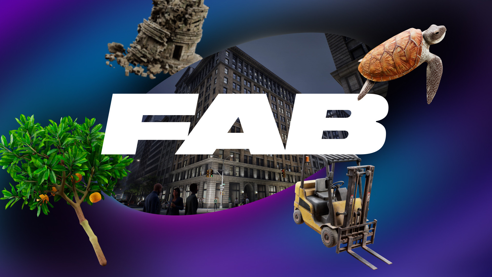 FAB logo and 3D assets.