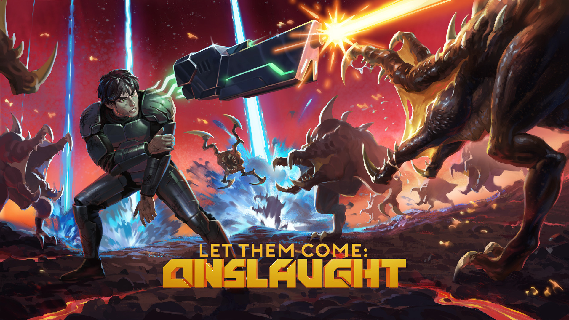 A character faces down monsters in ‘Let Them Come: Onslaught’.