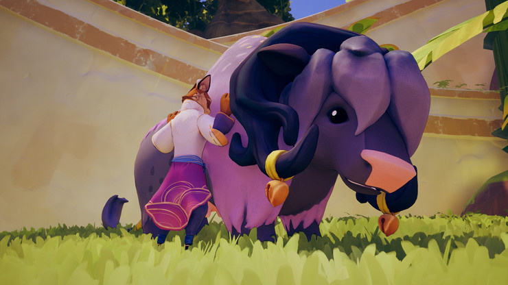 Panko the fox chef pats a yak in UE5-powered cozy game ‘Beastro’.
