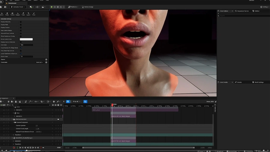 MetaHuman animation in the Game Animation Sample Project.