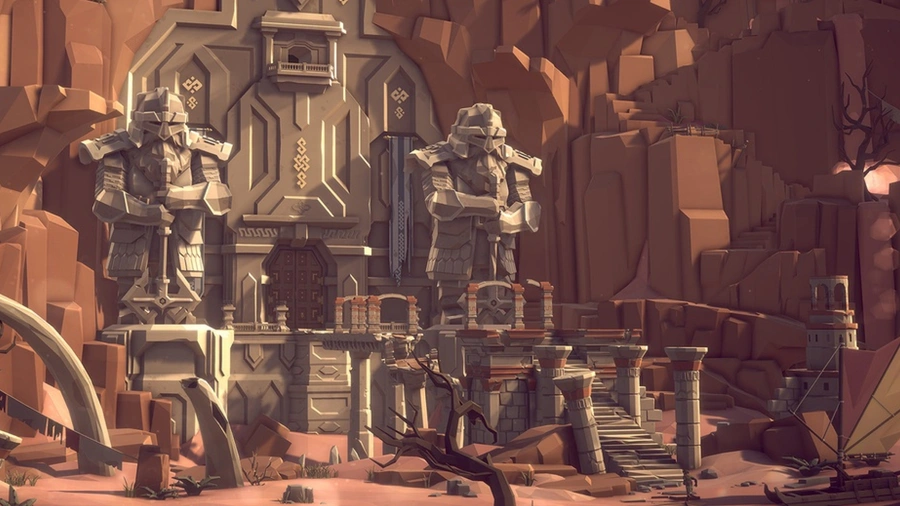 A 3D underground dungeon scene.