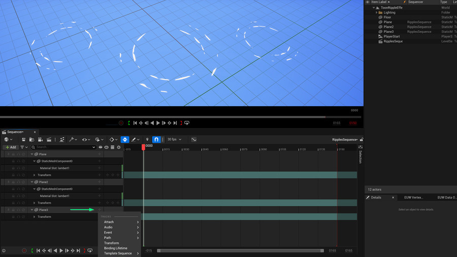 Creating stylized water ripples in Unreal Engine.