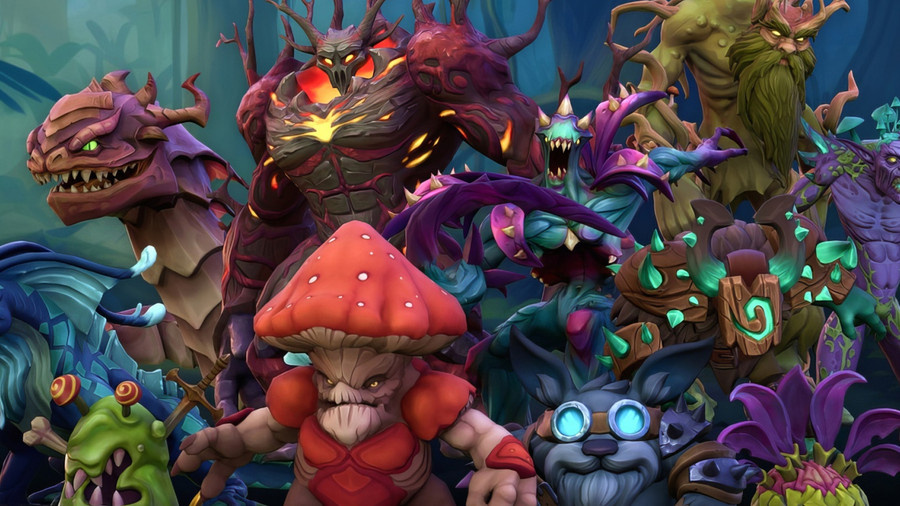 A variety of creatures in a stylized nature environment.