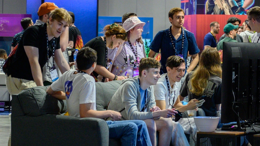 Attendees relax in the Gaming Lounge at Unreal Fest.