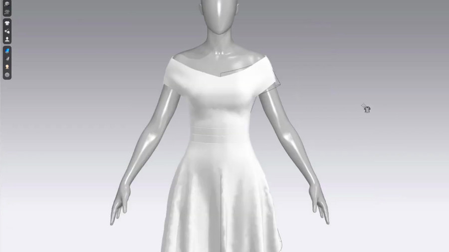 An off-the-shoulder dress drawn with CLO’s 3D Pen.
