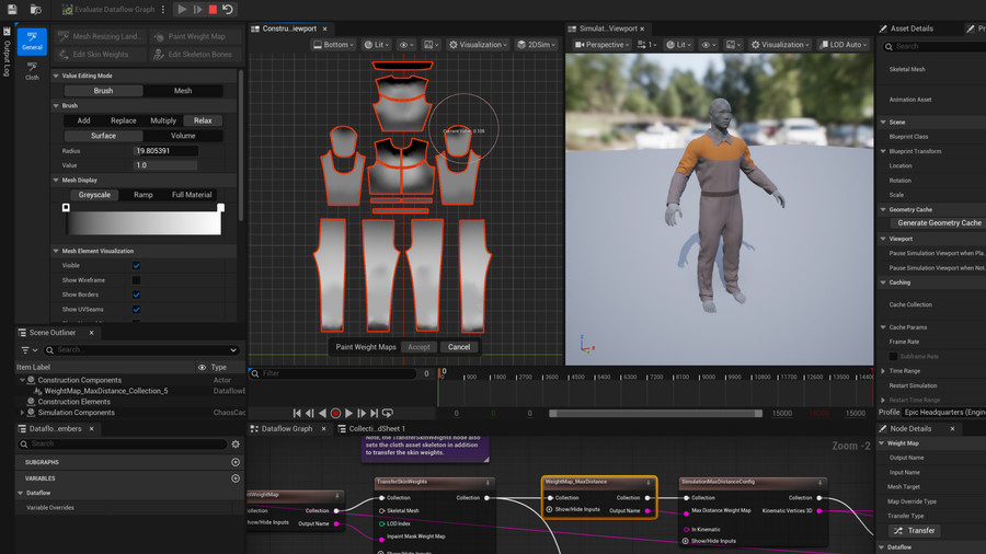 Unreal Engine での Chaos Cloth のワークフロー