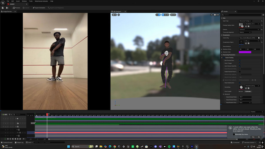 UE 5.8 MetaHuman Animator マーカーレス MoCap ダンス動画。
