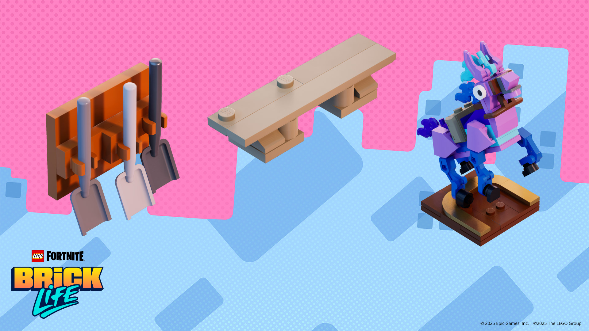 LEGO Fortnite Stable Shovels, Trot Lot Bench, and Majestic Stallion Statue