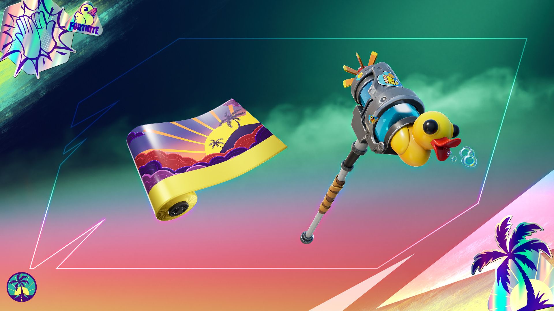 Fortnite Sunset Vibes Wrap and The Quack Axe Pickaxe