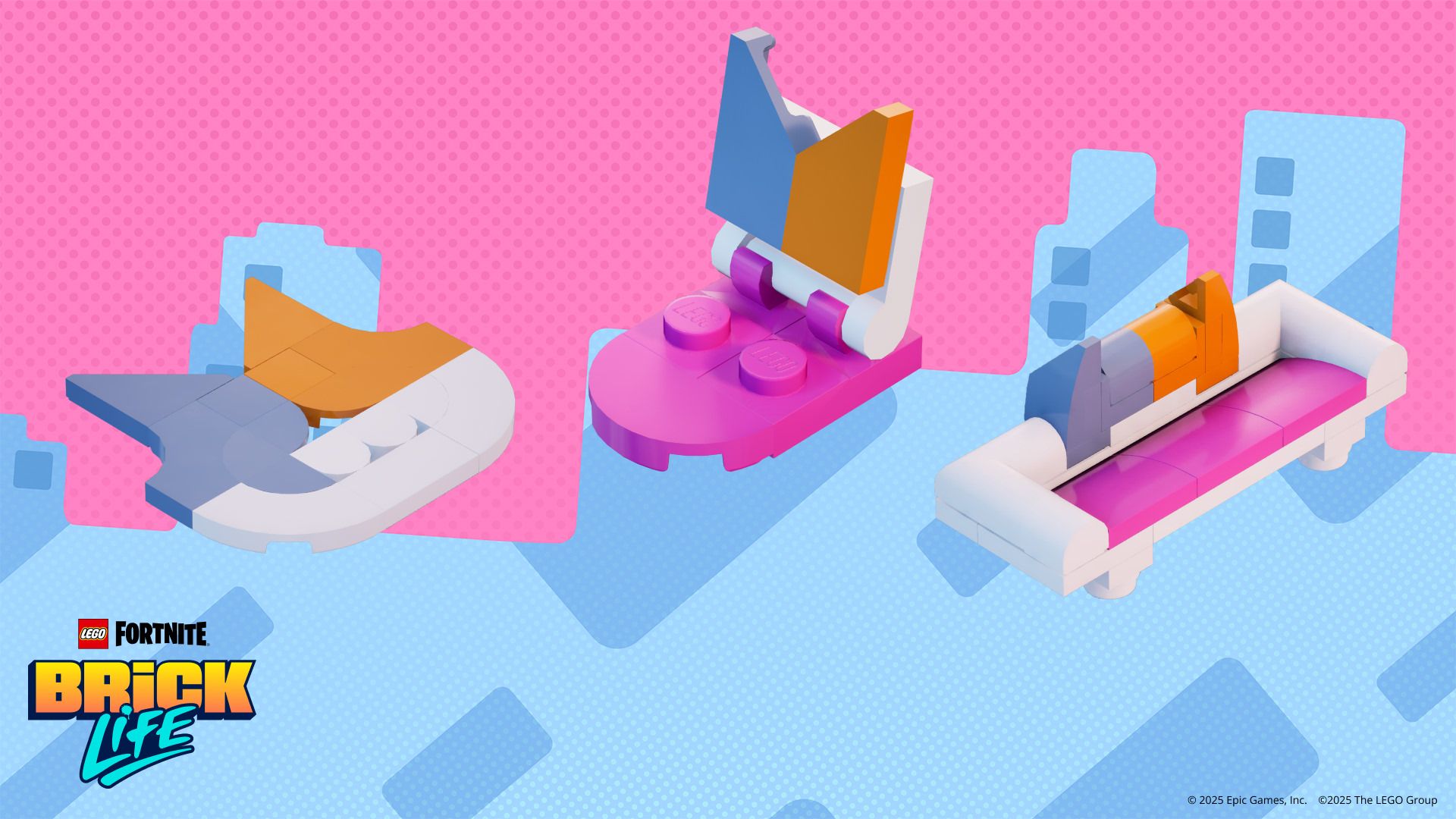 LEGO Fortnite Purrr-fect Rug, Purrr-fect Chair, and Purrr-fect Couch