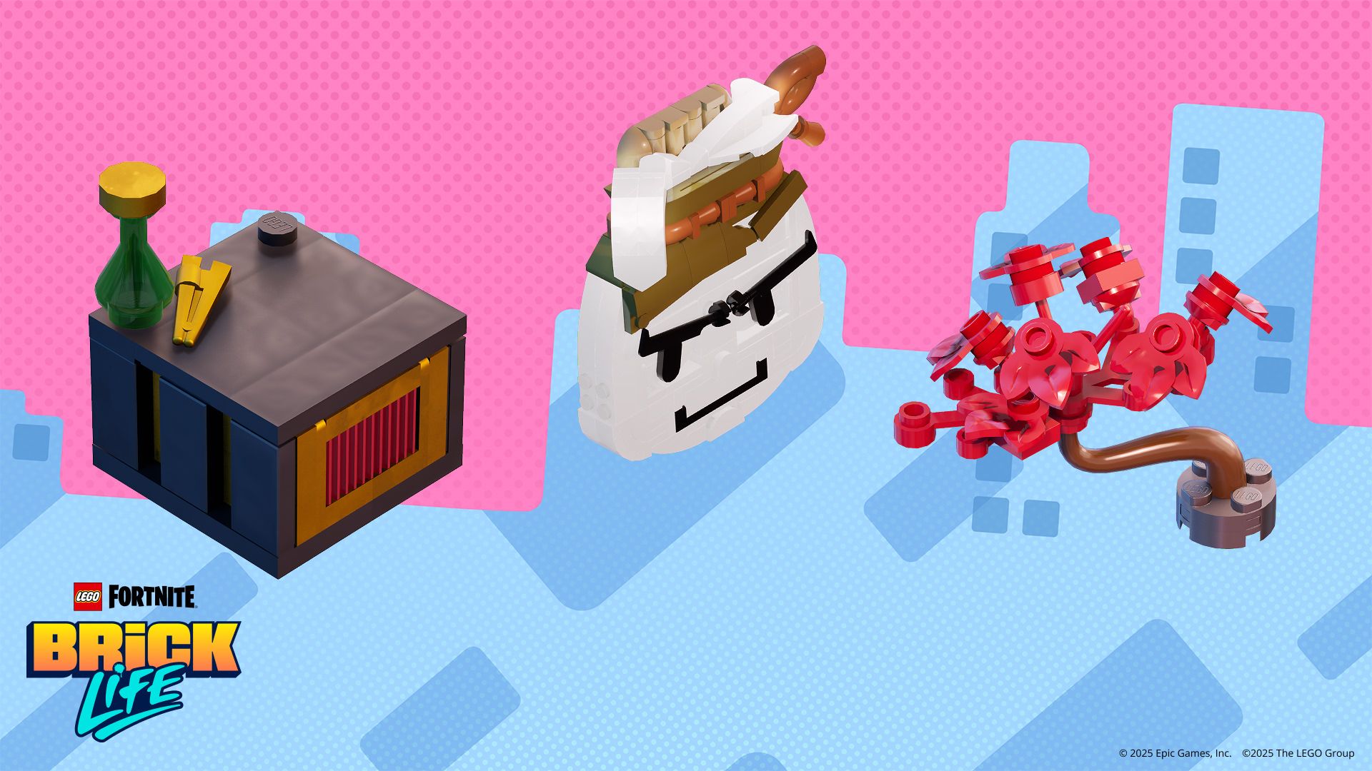 LEGO Fortnite Dumpling Station, Bao Bros. Sign, and Bright Bonzai