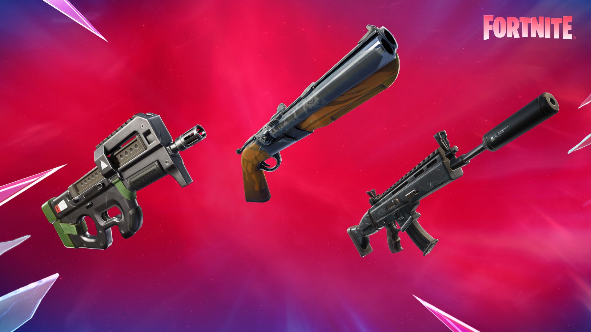 Fortnite OG Compact SMG, Double-Barrel Shotgun, and Suppressed Assault Rifle