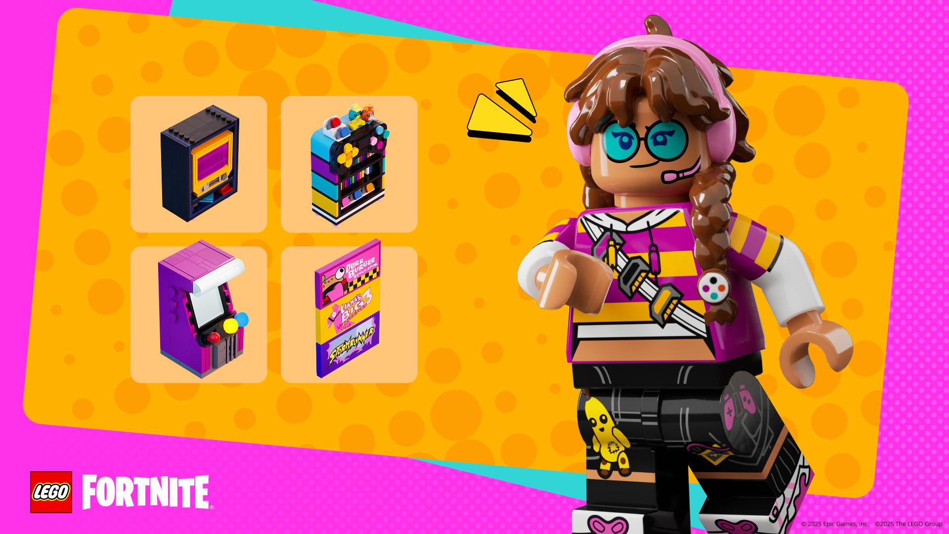 Some of the Items in the LEGO Fortnite Pixelle Starter Pack