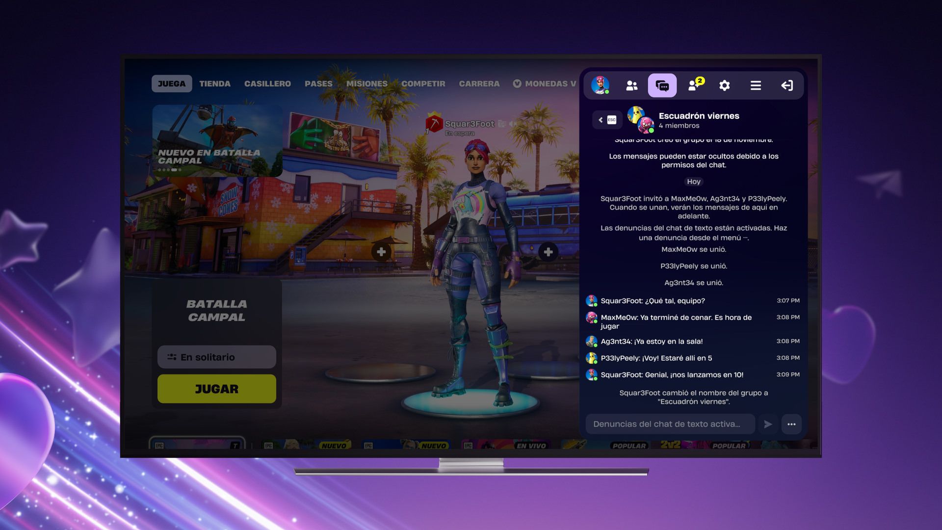 Chat de texto en Fortnite