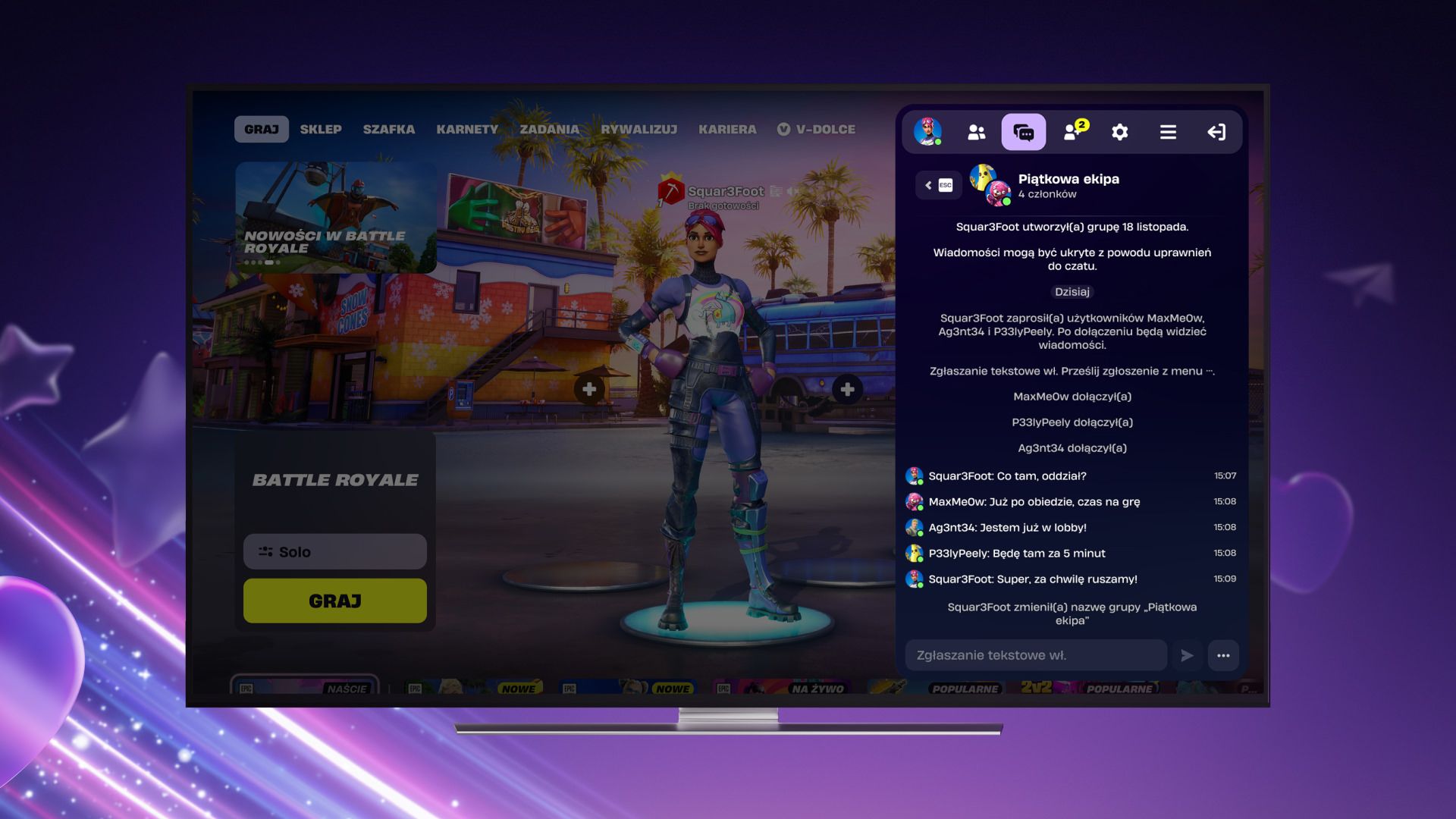 Czat tekstowy w Fortnite