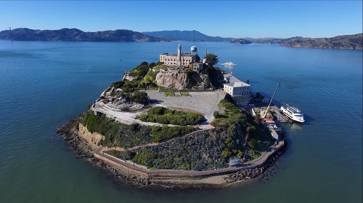 Aerial view of 3D scanned Alcatraz Island
