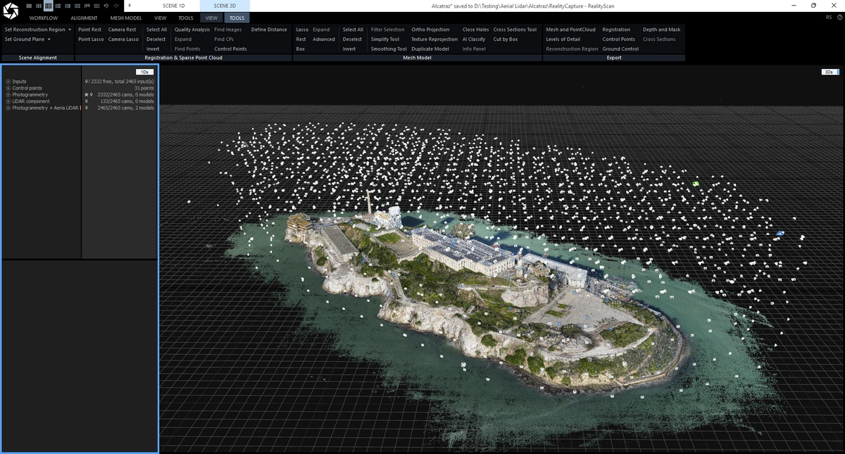Photogrammetry and LiDAR data aligned together in RealityScan.