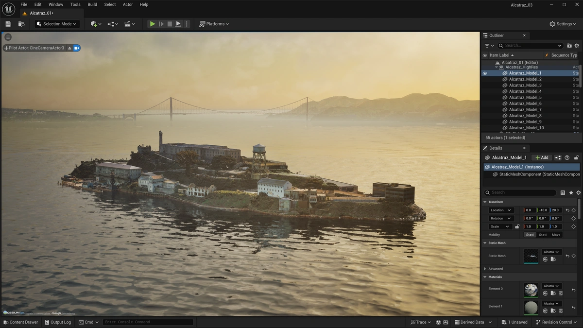 Alcatraz scan in Unreal Engine 5.6.