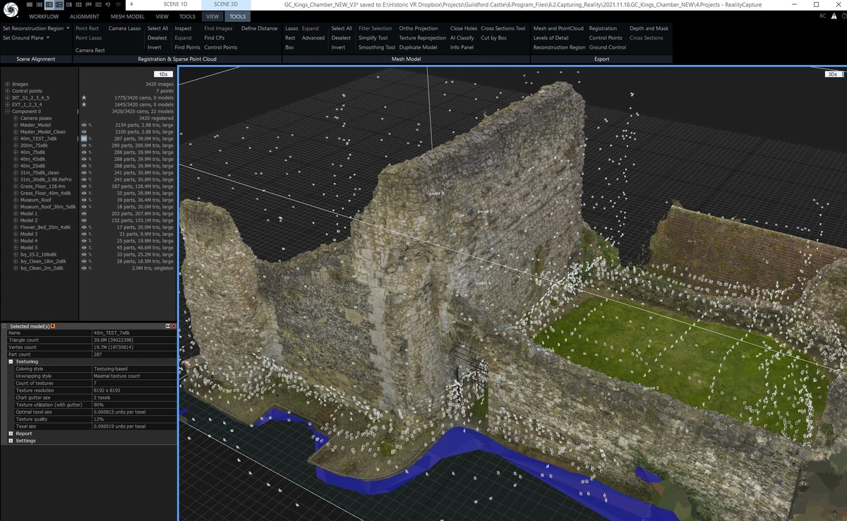 Point cloud for King's Chamber at GuildFord Castle, captured by RealityScan.