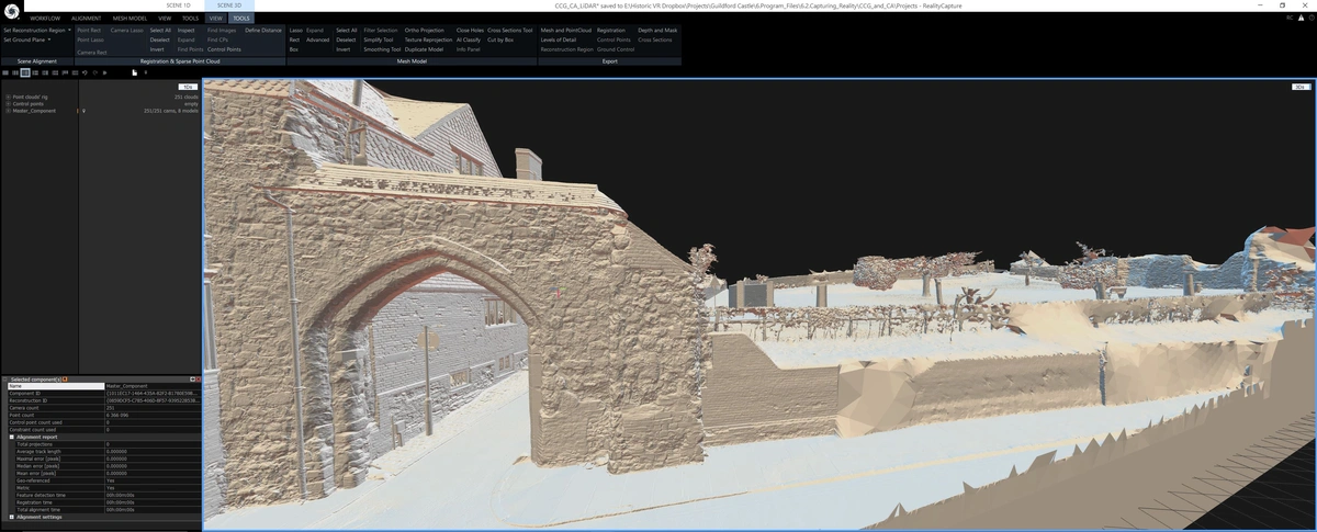 3D model of Guildford Castle historic arch after scan in RealityScan.
