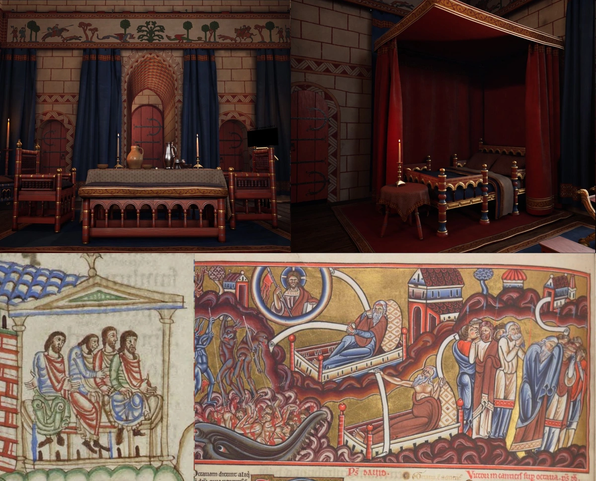 Guildford Castle VR interiors and artworks that inspired them.