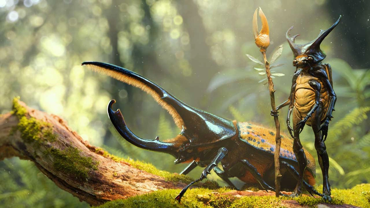 Rendered image of insects posed and captured with RealityScan.