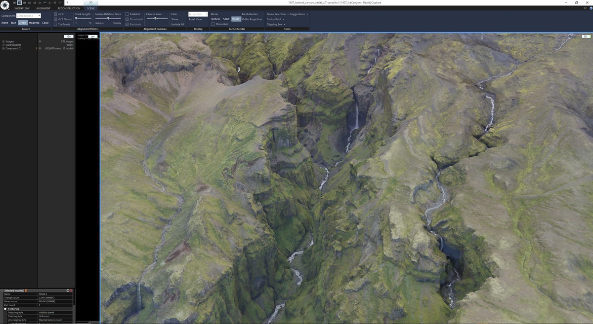 Screenshot of RealityScan user interface used for BlueplanetVR experience.