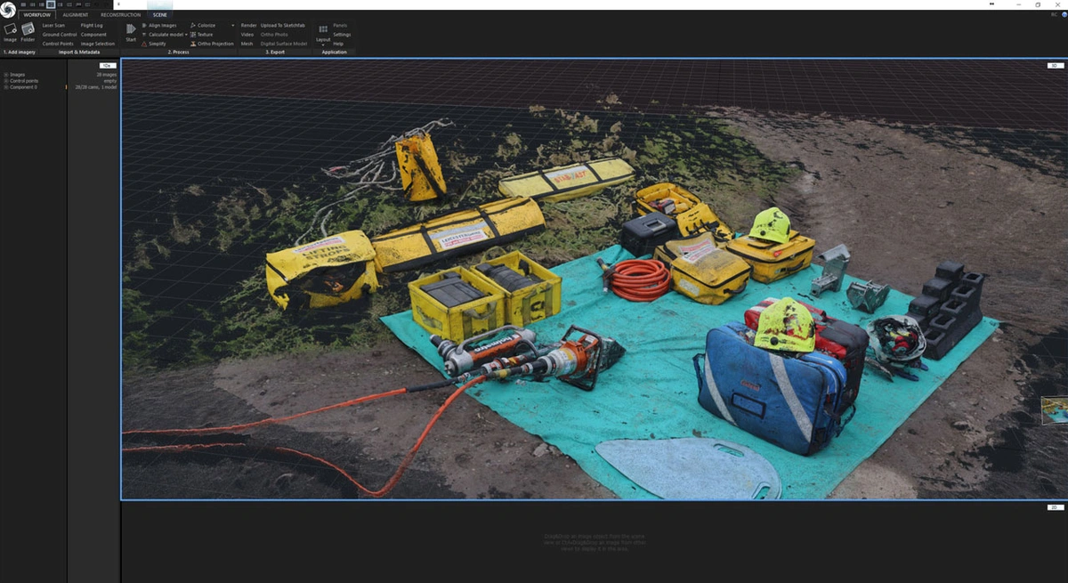 RiVR scan of emergency services kit for virtual training.