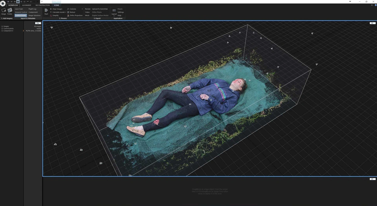 RiVR scan of prone human body for emergency services training.