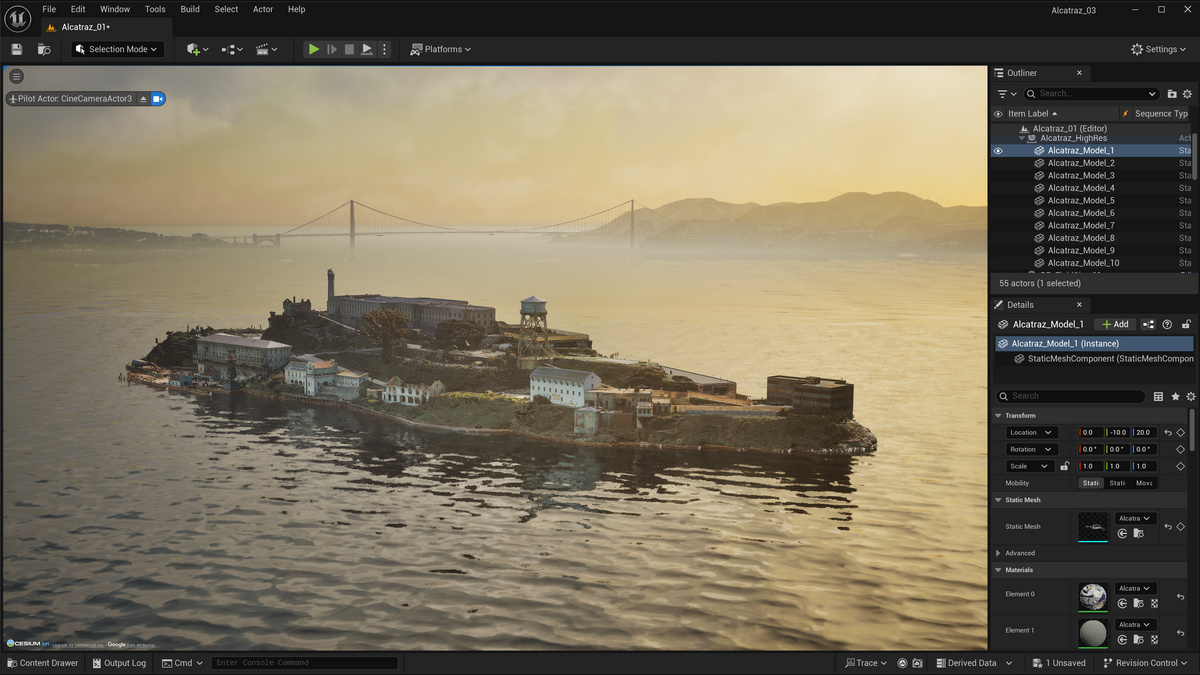 Alcatraz scan in Unreal Engine 5.6.