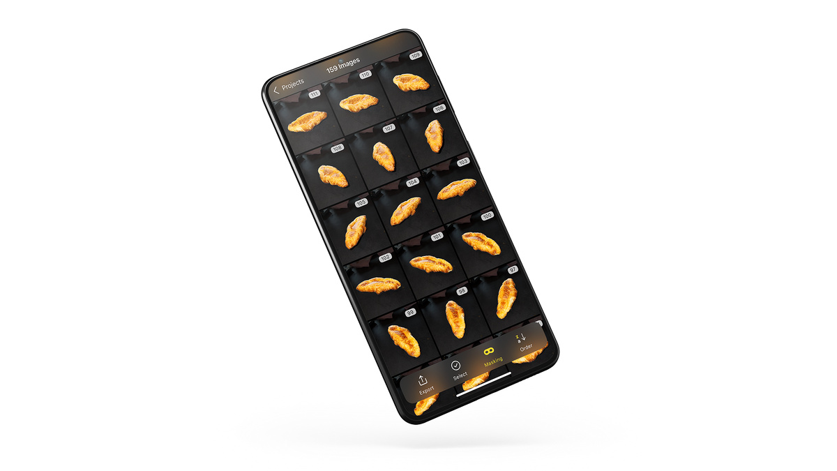 Cell phone displaying multiple views of an object scanned by RealityScan Mobile.