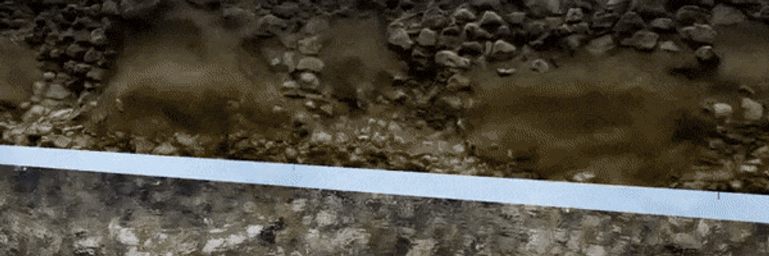 Animation of current image of Guildford Castle site giving way to projection of its former state.