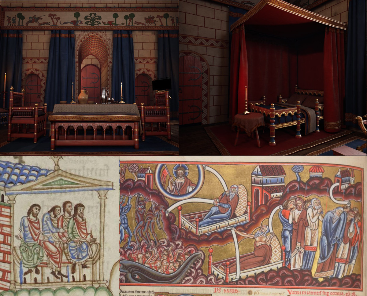 Guildford Castle VR interiors and artworks that inspired them.
