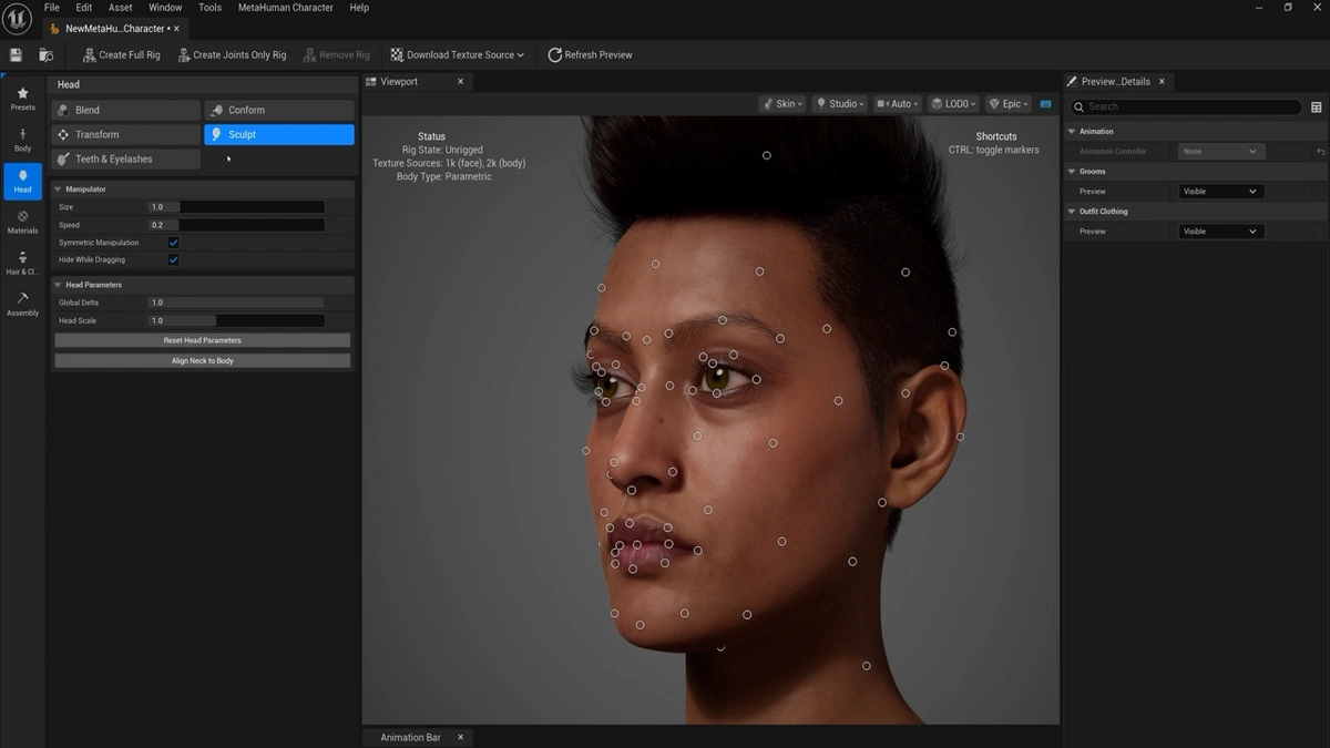 Unreal Engine 5.7 + MetaHuman
