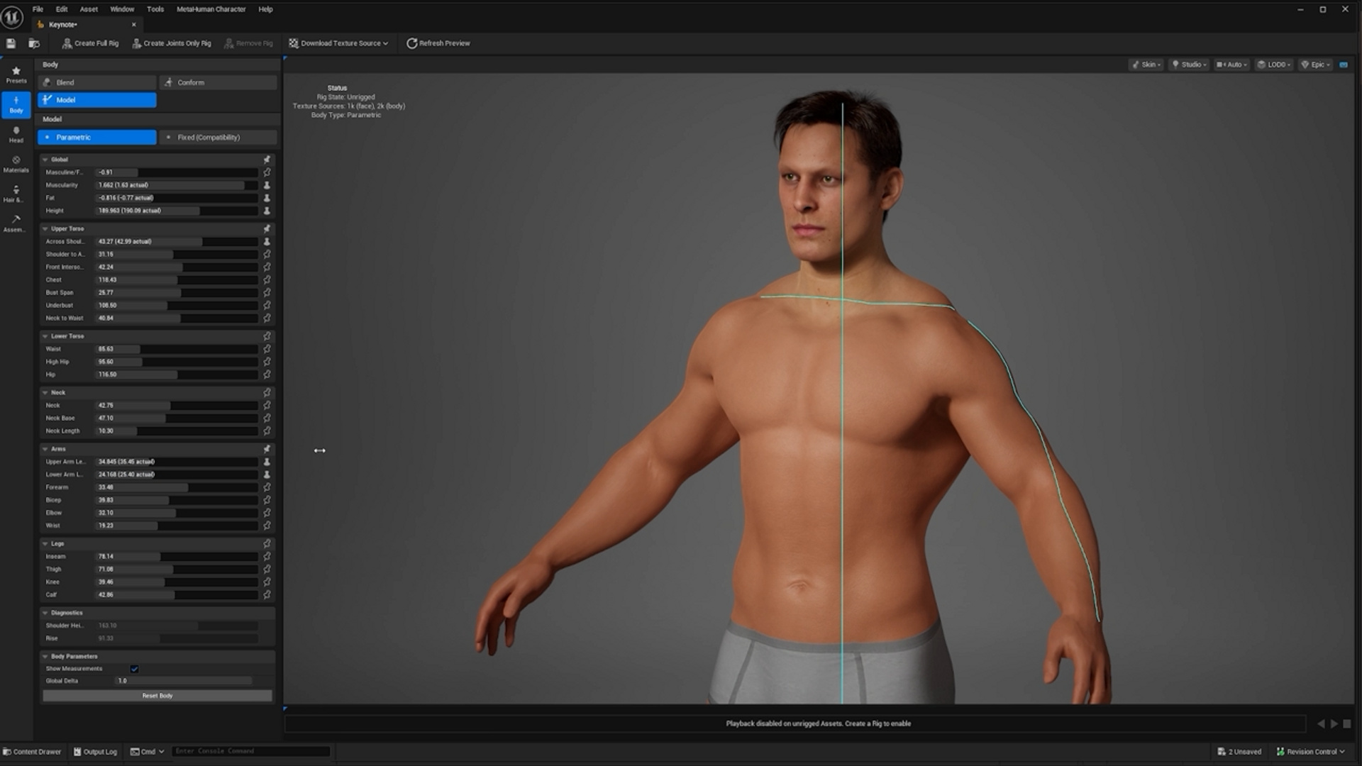 MetaHuman body editing